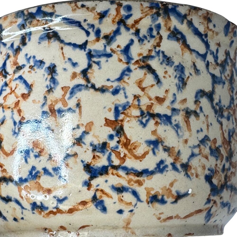 Redwing Spongeware Stoneware Bowl Speckled Vintage 7" Diameter Crock Farmhouse E - Picture 10 of 11